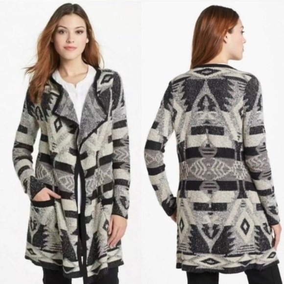 Lucky Brand Aztec Open-Front Duster Cardigan - Picture 2 of 11